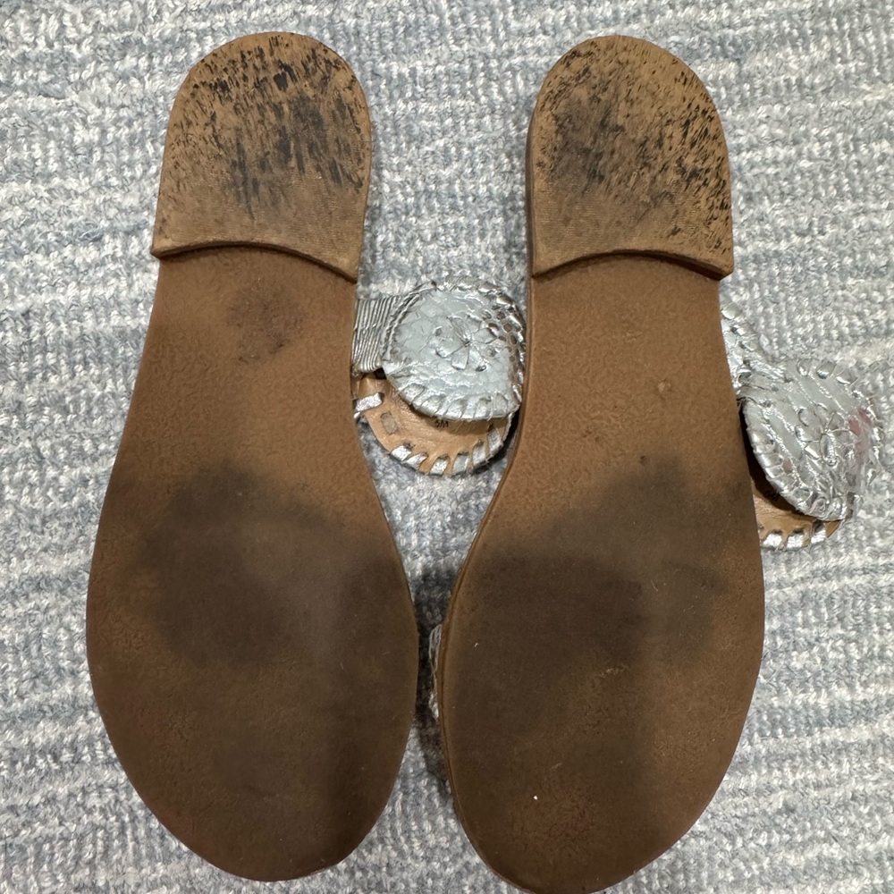Jack Rogers Silver Metallic Leather Sandals - Picture 7 of 7